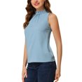 thumbnail image 4 of INSPIRE CHIC Women's Mock Neck Ruffle Sleeveless Casual Blouse Tops, 4 of 7
