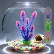 Kadlawus 3Pcs Artificial Aquarium Plants for Fish Tank, Plastic Underwater Decorations with Base, Lifelike Ornaments for Coldwater Saltwater Tanks Home Decor