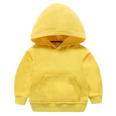 Chandails à Capuchon en Molleton pour Tout-Petits, Garçons et Filles, Manches Longues, Chandails à Capuche avec Poches, Décontractés, Amples, Couleur Unie, Automne Hiver, Hauts à Capuche, Chandails, Jaune, 2-3T