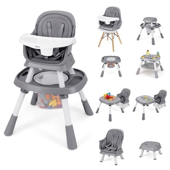OLAKIDS 9 in 1 High Chair, Convertible Baby Highchair for Babies and Toddlers, Table and Chair Set Building Block Infant Dining Booster Seat, Kids Stool with Activity Children Play Kitchen