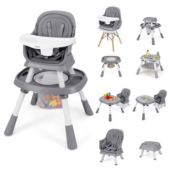 OLAKIDS 9 in 1 High Chair, Convertible Baby Highchair for Babies and Toddlers, Table and Chair Set Building Block Infant Dining Booster Seat, Kids Stool with Activity Children Play Kitchen