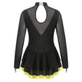 thumbnail image 5 of TiaoBug Girls Stylish Mesh Splice Rhinestone Figure Ice Skating Dress Long Sleeves Ballet Dance Tutu Dress Yellow 14, 5 of 5