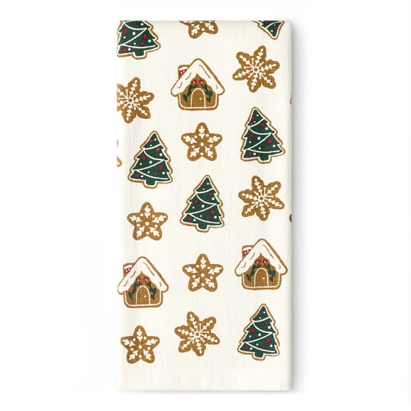 Holiday Time Cranberry Spice Kids Collection Set de linge de cuisine imprimé Arbre & Maison, Rouge/Multicolore, 40 cm x 66 cm
