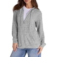 thumbnail image 4 of Womens Zip Up Hoodies Casual Solid Color Long Sleeve Hooded Coat Fall Winter Trendy Comfy Daily Jacket with Pockets Gray XL, 4 of 7