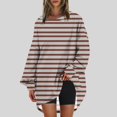 thumbnail image 1 of RXIRUCGD Chandail en Molleton Oversize pour Femmes, Col Rond, Manches Longues, Imprimé, Marron, Taille : S, 1 of 5