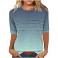 thumbnail image 1 of Pisexur Hauts de Printemps pour Femmes 2025, Hauts pour Femmes, T-shirt à Manches 3/4 Col Rond Froissé Mode pour Femmes, Coupe Ample, Manches Courtes, Vert Armée, TG, 1 of 8