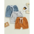 thumbnail image 2 of Gupgi 3 Pack Toddler Boy Shorts Set, Solid Loose Drawstring Shorts Kids Sports Short Pants, 2 of 8