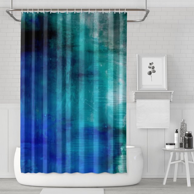 Ensemble de Rideau de Douche avec Doublure à Boutons-Pression, Galerie d'Art Vintage Bleu Marine (6) Rideaux de Douche Doublure de Douche Réutilisable, Rideau de Bain en Polyester Neutre Esthétique, 72x72 Pouces