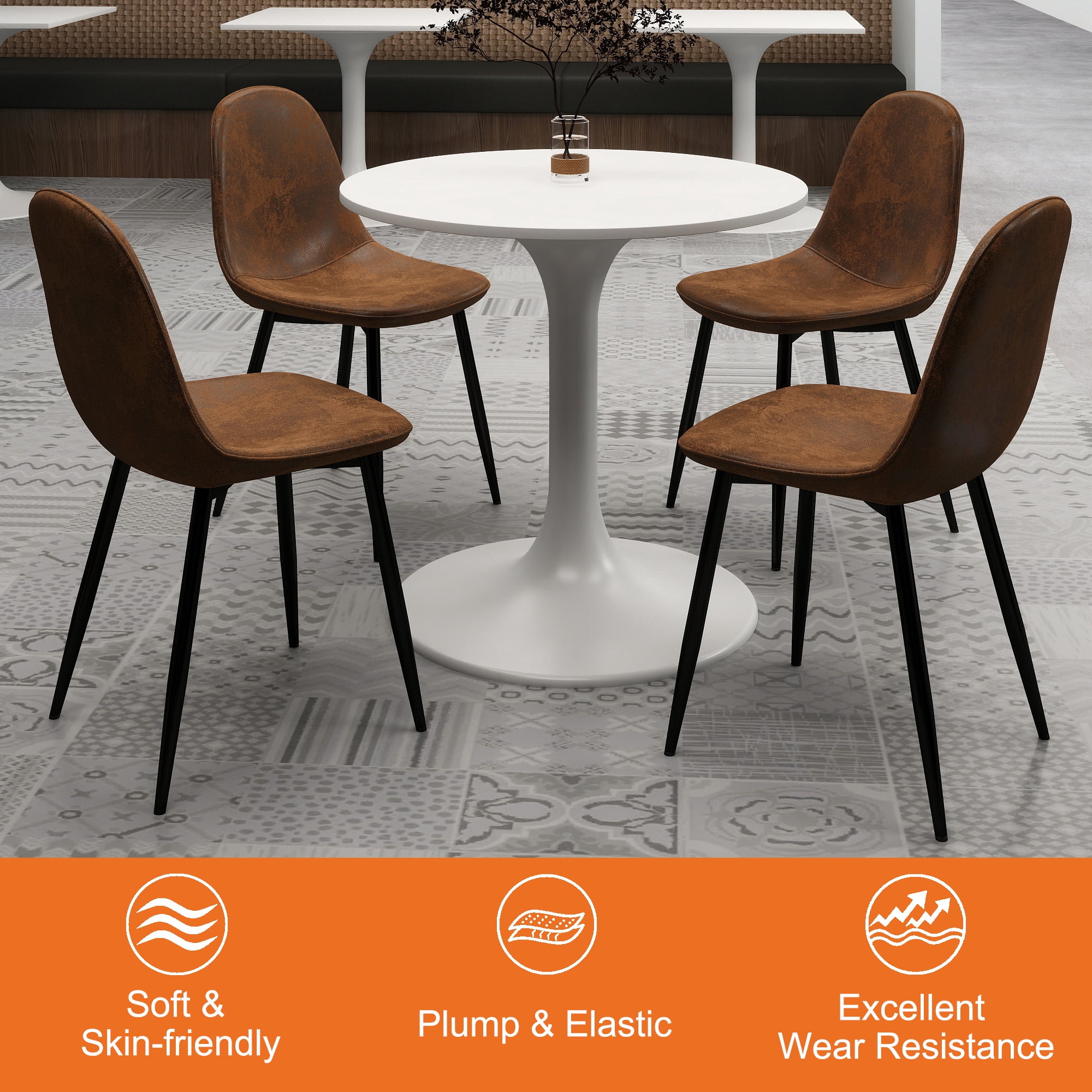 Homy Casa 63 inch Dining Set for 4, Large Table with Upholstered Chairs
