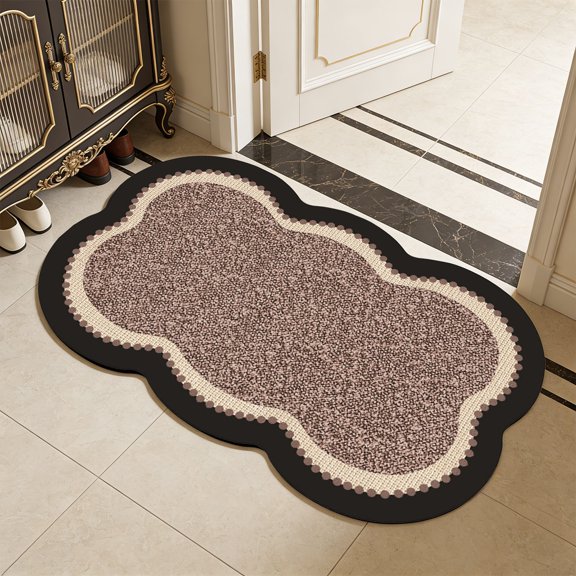 Gros Rabais! Tapis de Salle de Bain Antidérapant en Lin Absorbant / Tapis d'Entrée à Séchage Rapide 23.62x15.74 Po / Lavable à la Machine Tapis de Chambre Décor - Gris, Vert, Brun