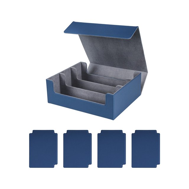 Bunblic 1800+Card Case Deck Box Sturdy Organizer for Basketball Cards Blue Lined In Gray
