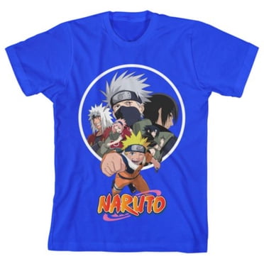 Naruto T-Shirt Bleu Royal pour Garçons Jeunesse, Art Classique de Personnage de Groupe avec Logo - TG