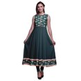 thumbnail image 1 of Bimba Robe Anarkali Fleurie Bleu Sarcelle Foncé pour Femmes Kurti Imprimé Ethnique Indien Longue Kurta Robe de Soirée Grande, 1 of 6