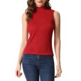 thumbnail image 1 of INSPIRE CHIC Mock Neck Tank Top for Women's Stand Collar Sleeveless Ribbed Knit Tops XL Red, 1 of 6