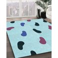 thumbnail image 3 of Ahgly Company Tapis d'Intérieur Rectangulaire Transitionnel Bleu Koi Bleu Lavable à la Machine, 3 Pieds x 5 Pieds, 3 of 7