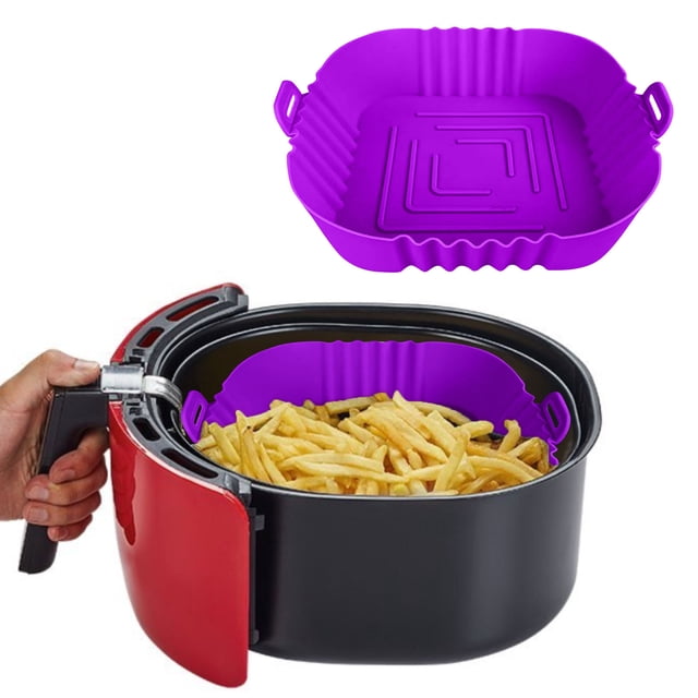 TIMIFIS Air Silicone Pots en pour Friteuse à, Panier en Silicone pour Friteuse à Air Chaud, Accessoires de Four pour Friteuses à Air Sûrs pour les Aliments, Remplacement du Papier Parchemin, Doublure Réutilisable en Silicone pour Friteuse à Air s'Adapte à la Friteuse à Air