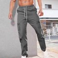 thumbnail image 1 of AherBiu Cargo Pants For Men Drawstring Elastic Waisted Straight Leg Swaetpants With Multi Pockets Casual Athletic Workout Trousers, 1 of 9