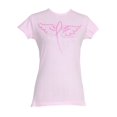 thumbnail image 1 of T-Shirt de Sensibilisation au Cancer du Sein pour Femmes avec Ailes d'Ange en Ruban - Rose - Grand, 1 of 2