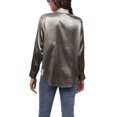 thumbnail image 2 of Innerwin Tops Lapel Neck Women Shirts Work Button Down Single Breasted Blouse Dark Gray M, 2 of 3