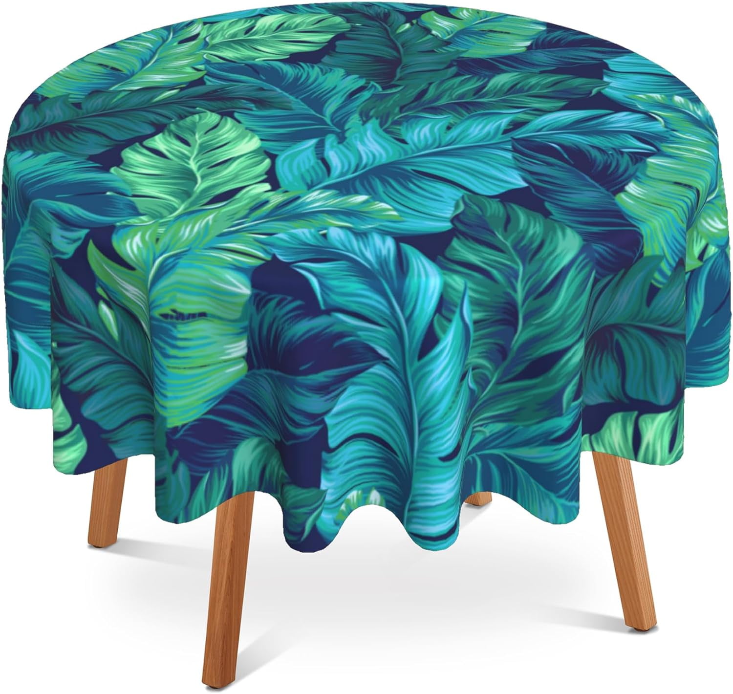 60 inch Round Tablecloth,Green Tropical Palm Leaves Circle Table Cover Stain Resistance Water Repellent Wrinkle-Free Table Cloth for Home Kitchen Dining Party Patio Indoor Outdoor