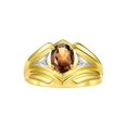 thumbnail image 1 of RYLOS Men's Rings 14K Yellow Gold Rings Classic Designer Style 9X7MM Oval Gemstone &  Diamond Ring Smoky Quartz June Birthstone Rings For Men Size 11, 1 of 7