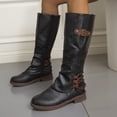 thumbnail image 1 of EGNMCR Bottes d'Hiver pour Femmes Chaussures de Mode pour Femmes Bottes Western Rétro Bottes Décontractées Chaudes à Talons Bas Bottes Mi-Mollet, 1 of 6