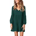 thumbnail image 2 of Follure Femmes Mode Solide V-Cou Lanterne à Manches Longues Flowy Swing Shift Robe en Vrac Robes d'Été pour les Femmes, 2 of 4