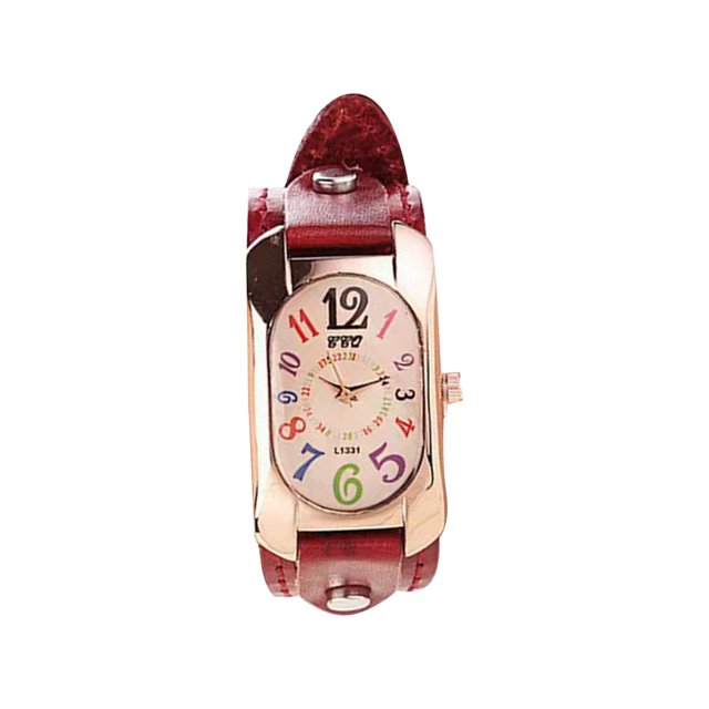 HBFAGFB Women's Watch Quartz Leather Strap Rectangular Colored Digital Watch Cute Dress D
