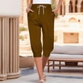 thumbnail image 4 of Timegard 2pc Capri Pants for Women Elastic High Waisted Drawstring Comfy Casual Crop Pants with Pockets, 4 of 7