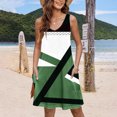 thumbnail image 4 of VEKDONE Robes Sans Manches pour Femmes Tendance à Imprimé Géométrique, Robes d'Été à Col en V avec Poches 2024, Robe de Plage Ample et Fluide à Volants, Vert TTG, 4 of 6