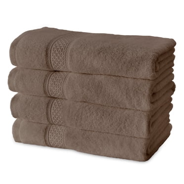 Gogreen 100% Cotton Bath Towel Sets of 4 Pieces, 4 Bath Towels, Highly Absorbent Towels for Bathroom, Gym, Hotel (Brown)
