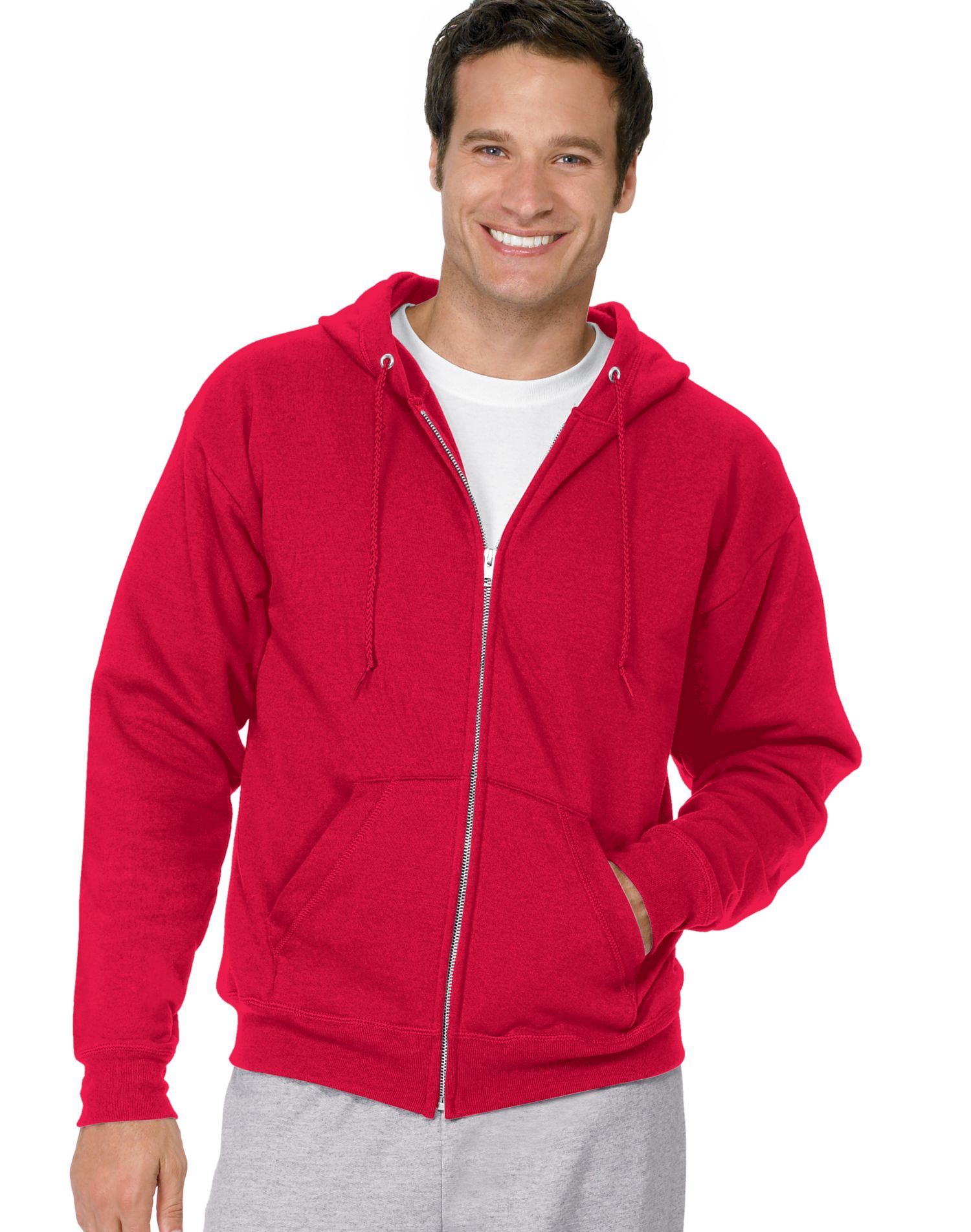 Hanes ComfortBlend EcoSmart Chandail à Capuchon à Fermeture Éclair Intégrale pour Hommes, TG, Rouge Foncé