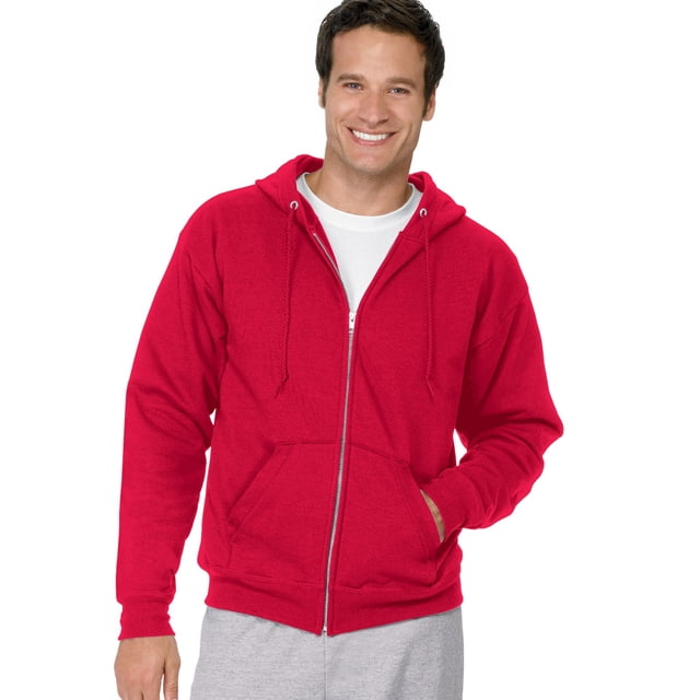 Hanes ComfortBlend EcoSmart Chandail à Capuchon à Fermeture Éclair Intégrale pour Hommes, TG, Rouge Foncé