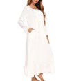 thumbnail image 4 of Pompotops Robe Décontractée pour Femme à Manches Longues, Col Carré, Mi-Mollet, Tenue de Détente pour la Maison en Solde, 4 of 7
