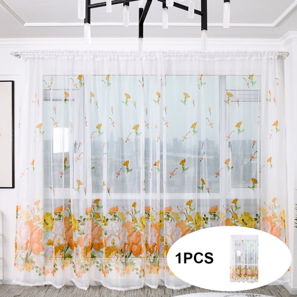 Agiferg Trees Sheer Curtain Tulle Window Treatment Voile Drape Valance Fabric