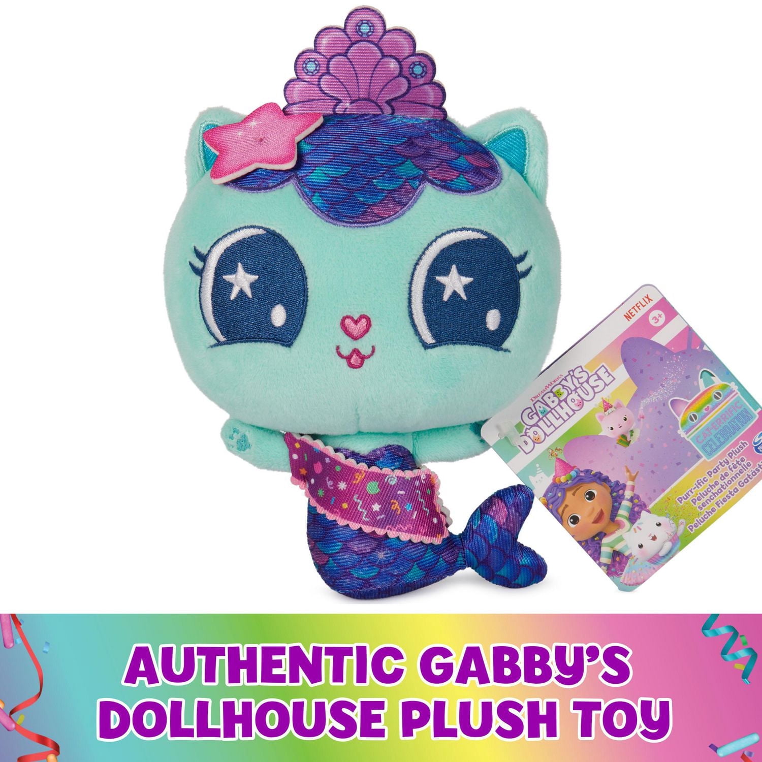 Gabby's Dollhouse, Peluche de fête MerCat, Peluche pour enfants, Jouet pour filles et garçons à partir de 3 ans