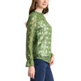 thumbnail image 4 of INSPIRE CHIC Women's Crochet Lace See Through Floral Ruffle Neck Blouse S Green-1, 4 of 7