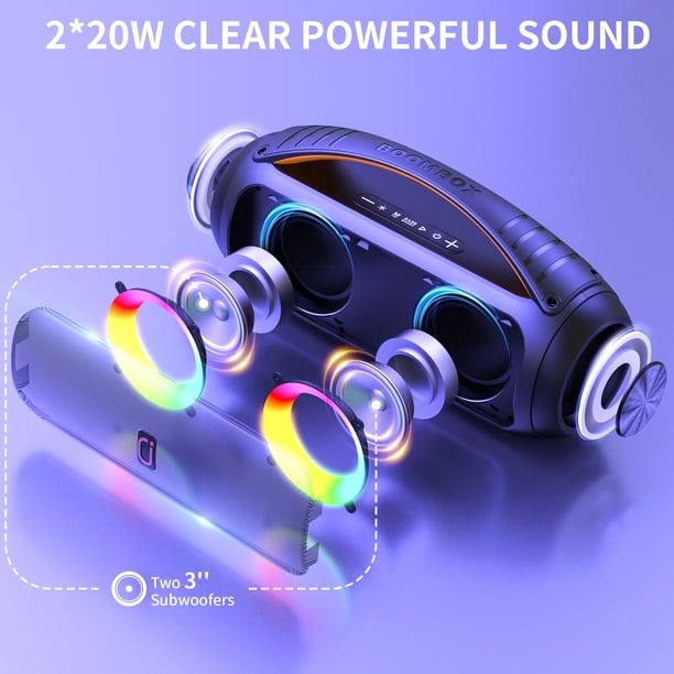 JYX Waterproof Bluetooth Speaker, Ourdoor Speaker with DJ Lights