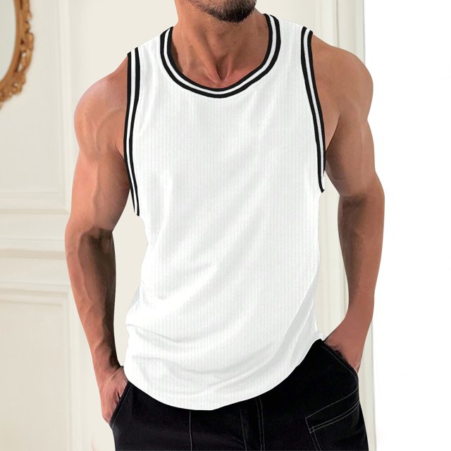 Styesk Tank Tops Men Fashionable Men's Round-neck Solid Color Mesh Drying Sleeveless