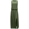 thumbnail image 4 of KIHOUT Robes d'Été pour Femmes, Mode Dames Aguichant Été Décontractée Sans Manches Unie Robe à Fente Verte m, 4 of 6