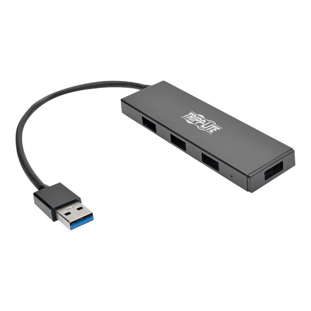 Tripp Lite 4-Port Portable Slim USB 3.0 Superspeed Hub w/ Built In Cable - Hub - 4 x SuperSpeed USB 3.0 - desktop