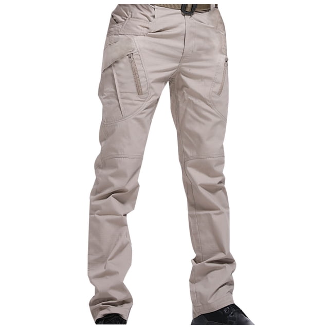 Pantalon Cargo Tactique pour Homme Pantalon de Travail Extérieur Ripstop Multi-Poches Randonnée Camping Pantalon Kaki 3TG