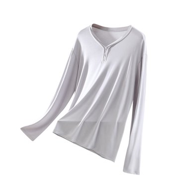 AherBiu Women Long Sleeve Shirts V Neck Loose Fitted Soft Pajamas Tops Basic Comfy Sleepwear Tshirts