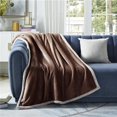 thumbnail image 1 of Cozy Tyme T173-20BNC-UE Couverture en Flanelle Réversible Sherpa 50 x 60 Po, Marron, 1 of 7