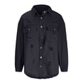 thumbnail image 4 of Birdeem Veste en Denim Décontractée pour Femmes à Manches Longues, Ample, à Boutons, avec Franges et Trous, 4 of 5
