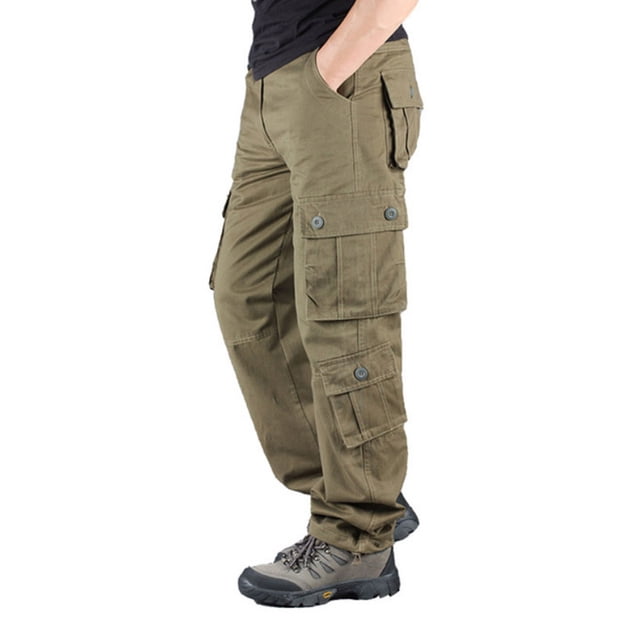 OmicGot Pantalon Décontracté pour Homme à Multiples Poches Pantalon en Coton Homme Grande Taille Pantalon Cargo Homme Plein Air Randonnée Randonnée Joggers Pantalon Cargo 29-44