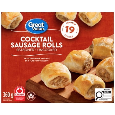 Great Value Frozen Cocktail Sausage Roll Appetizers, 19 Pieces, 360g