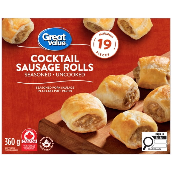 Great Value Frozen Cocktail Sausage Roll Appetizers, 19 Pieces, 360g