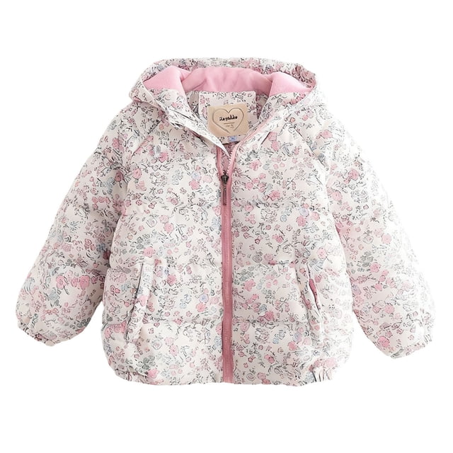 Veste Chic à Capuche Imprimée pour Bébé Fille - Haut d'Hiver Stylé pour Filles Veste d'Hiver pour Bébé