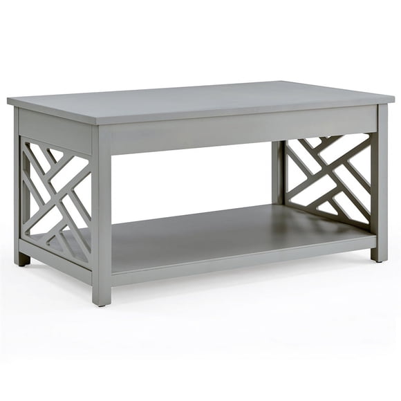 Alaterre Coventry Wood Coffee Table, Versatile Design with Open-Detailing and Additional Storage, Square Shape, Gray